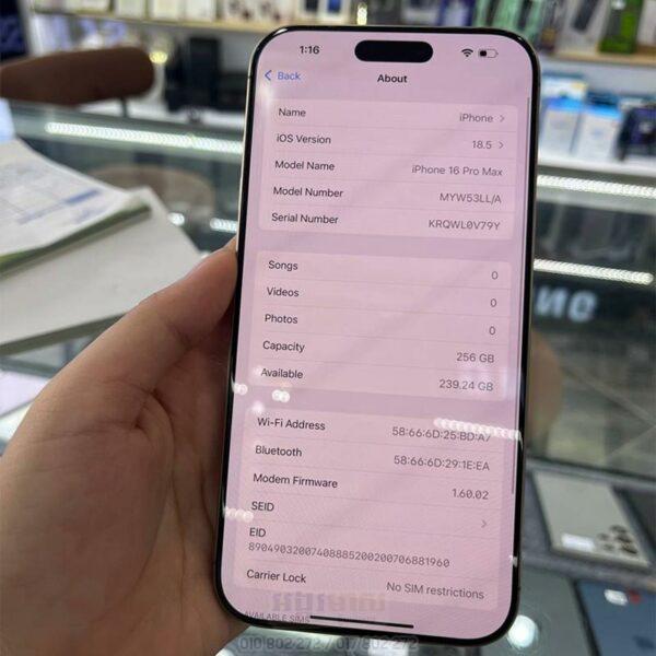 Used iPhone 16 Pro Max 256G (99%) LL/A - Image 2